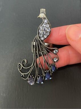 Elegant Peacock Pendant Necklace with Blue Crystal Accents